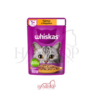 پوچ گربه ویسکاس با طعم گوشت مرغ در ژله Whiskas pouch Chicken in Jelly وزن 85 گرم