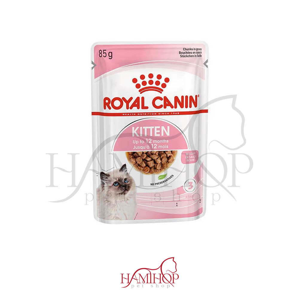 پوچ کیتن رویال کنین مدل گوشت خورشتی در سس وزن85گرم – Royal Canin Kitten