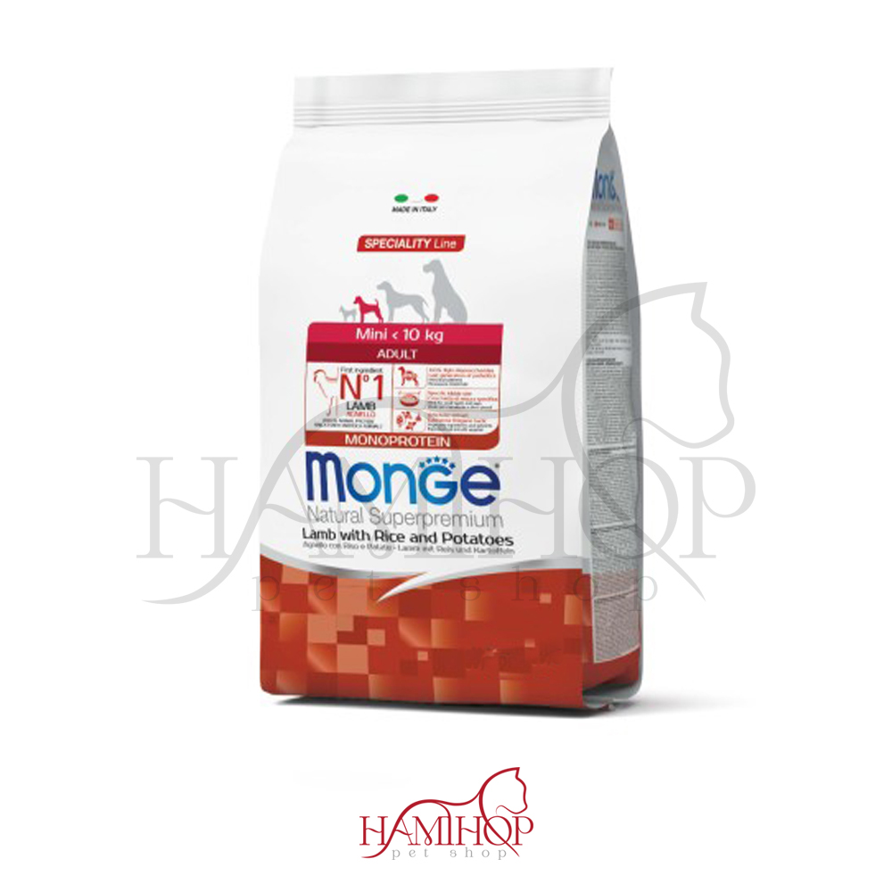 غذا خشگ سگ مونژه وزن7/5 مدل DOG MINI ADULT LAMB WITH RICE AND POTATOES