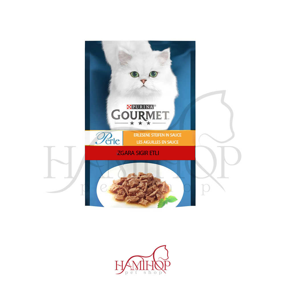 پوچ گربه گورمت طعم گوشت گوساله Purina Gourmet Cat Pouch whit beef وزن۸۵ گرم