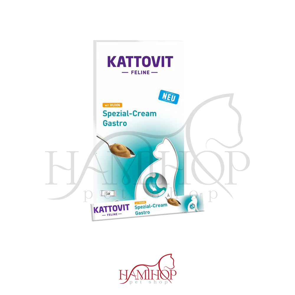بستنی گربه برند کاتوویت با مرغ مخصوص گسترو سلامت سیستم گوارش مدل ساشه ای Kattovit Gastro Special Cream for Cats | Cat Diet Snack to Support the Gastrointestinal System for Adult Cats with Chicken 15 ml