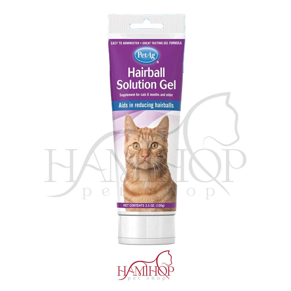 ژل هیربال مالت گربه برند PetAg حجم 100گرم PetAg Hairball Solution Gel Supplement for Cats - Hairball Remedy for Cats - 3.5 oz For Cats 6 Months and Older