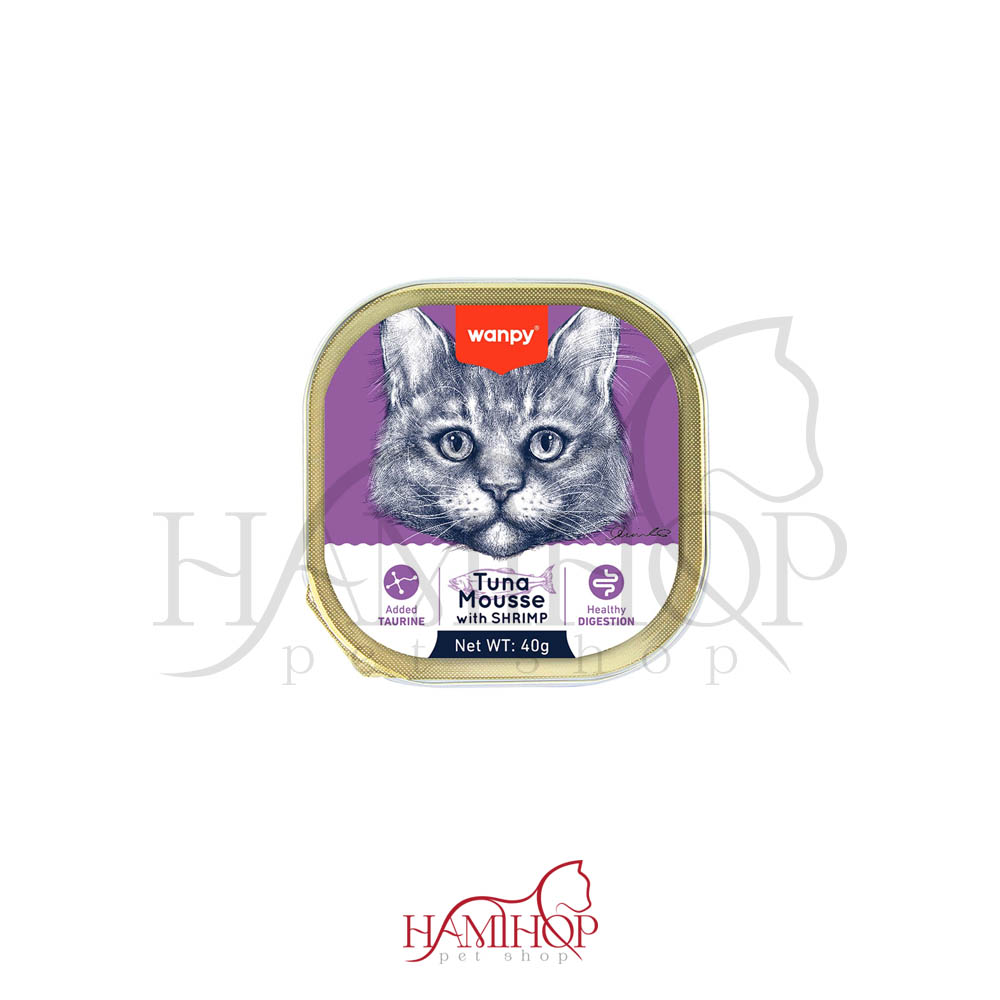 موس گربه برند ونپی طعم ماهی تن و میگو 1عددی 40گرم Wanpy Wet Cat Food Mousse with tuna , shrimp