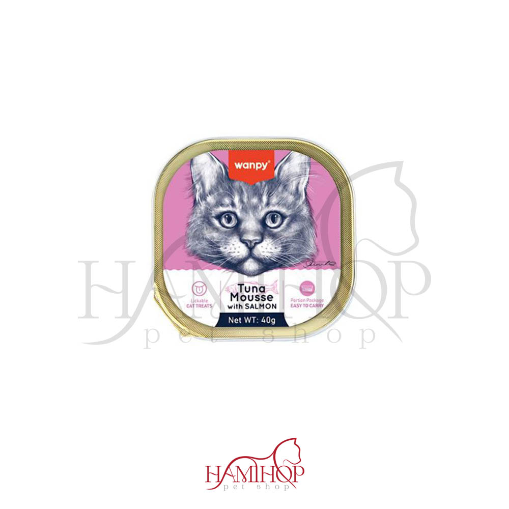 موس گربه برند ونپی طعم ماهی تن و سالمون 1عددی 40گرم Wanpy Wet Cat Food Mousse with tuna ,salmon