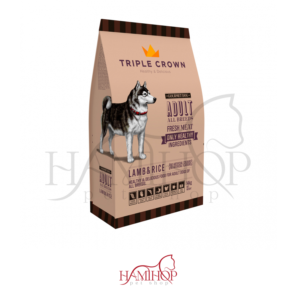 غذا خشک سگ بالغ طعم گوشت و برنج وزن 3کیلوگرم TRIPLE CROWN HOUSY DOG ADULT LAMB & RICE