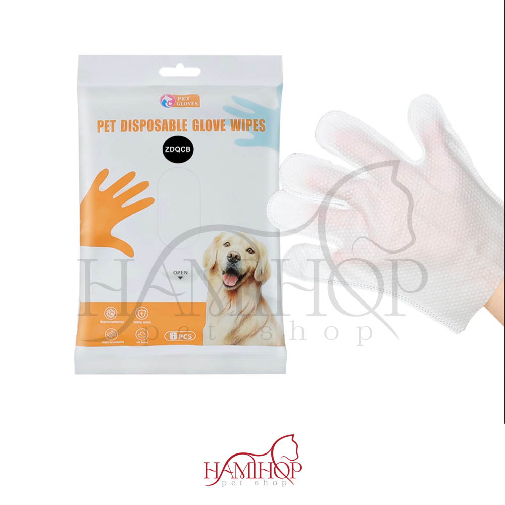 دستکش مرطوب سگ و گربه 6عدی
