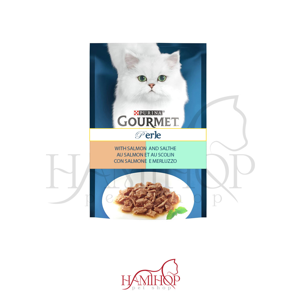 پوچ گورمت گربه بالغ با طعم ماهی سالمون و سالسا Purina Gourmet Cat Pouch With Salmon and Salthe وزن 85 گرم