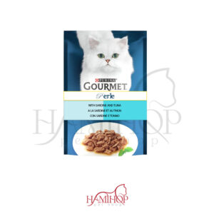 پوچ گورمت گربه بالغ با طعم ماهی تن و ماهی ساردین Purina Gourmet Cat Pouch With Sardine and Tuna  وزن 85 گرم