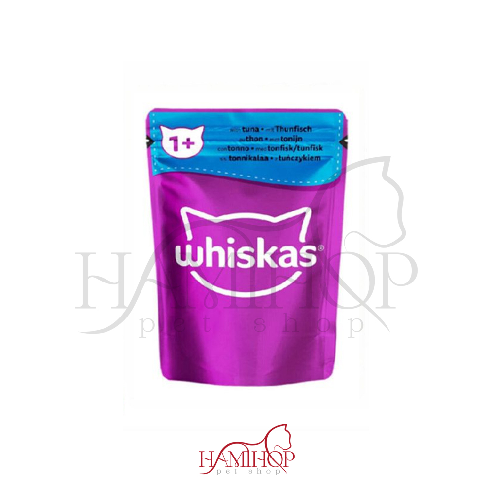 پوچ گربه بالغ ویسکاس با طعم ماهی تن در ژله وزن85 گرم ا Whiskas Pouch Adult Wet Cat Food With tuna