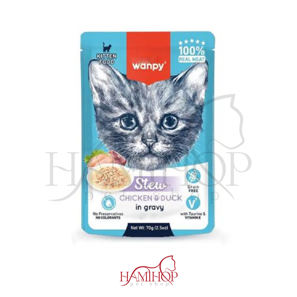 سوپ بچه گربه ونپی با طعم اردک وزن 70 گرم Wanpy
