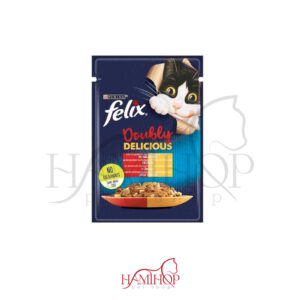 پوچ گربه فلیکس با طعم میکس گوشت مرغ و گوشت گاو Felix Mix Chicken and Beef 85 Gr
