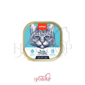 موس گربه برند ونپی طعم ماهی تن و ماهی کاد 1عددی 40گرم Wanpy Wet Cat Food Mousse with tuna , codfish