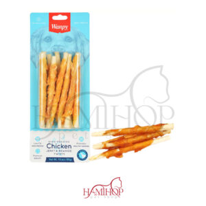 تشویقی سگ ونپی طعم مرغ و دورپیچ چربی وزن 85گرم Wanpy Chicken & Rawhide Twists