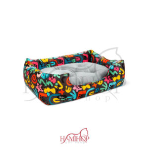 جای خواب سگ و گربه U رنگ طوسی طرح منحنیVIP سایز 1