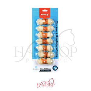 تشویقی سگ ونپی با طعم مرغ و پوست خام Wanpy Chicken  Rawhide Wraps وزن 90 گرم