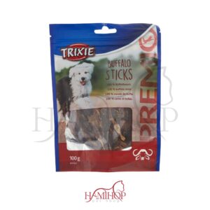 تشویقی سگ تریکسی مدل Trixie Buffalo Sticks طعم بوفالو 100گرم
