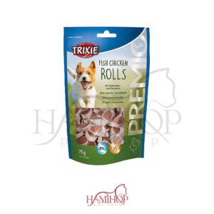 تشویقی سگ تریکسی مدل Trixie Fish Chicken Rolls طعم مرغ 100گرم