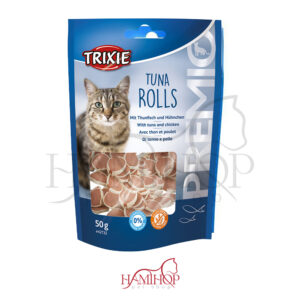 تشویقی گربه برند تریکسی مدل TUNA ROLLS با طعم ماهی تن وزن 50 گرم