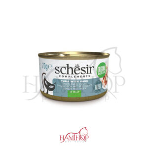 کنسرو گربه شسیر طعم ماهی تن و هیک SCHESIR in jelly Tuna with hake - wet cat food - 85 g