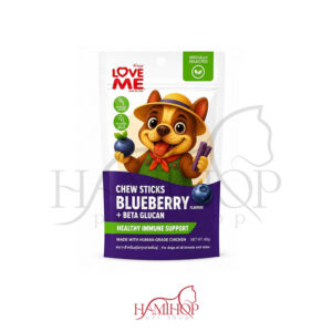 تشویقی سگ لاو می با طعم بلوبری وزن 60 گرم Love Me Chew Sticks Blueberry