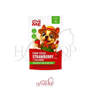 تشویقی سگ لاو می با طعم توت فرنگی وزن 60 گرم Love Me Chew Sticks Strawberry